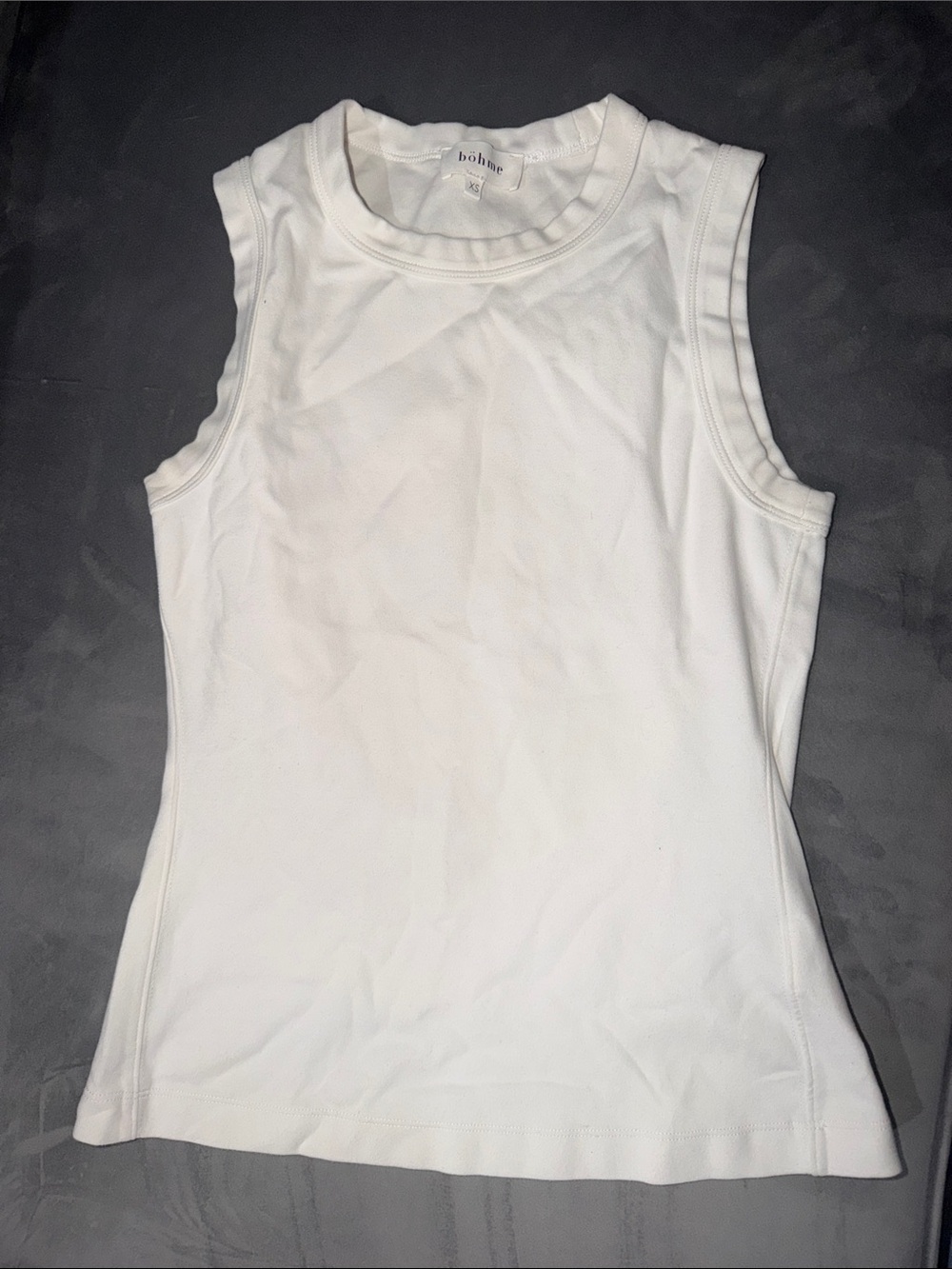 bohme White Ribbed Sleeveless Tank Top